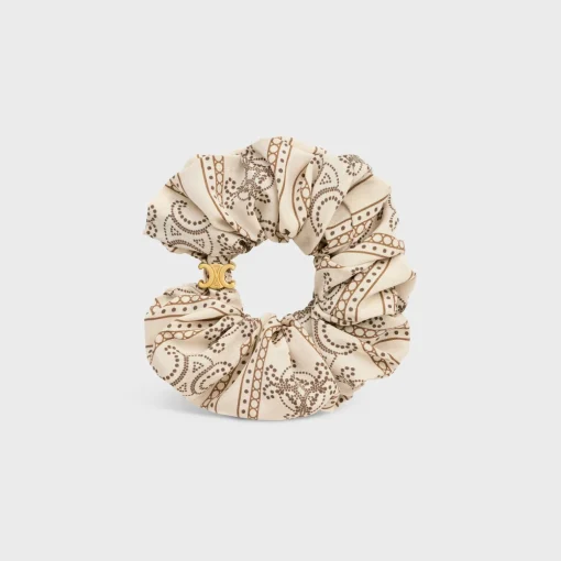 Celine Scrunchy Blason in Silk and Brass with Gold finish