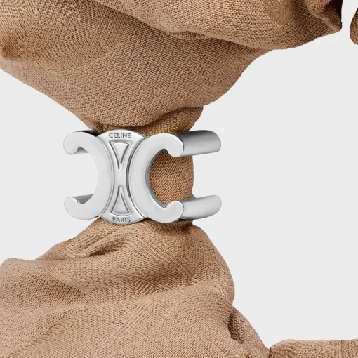Celine Scrunchy Maxi Triomphe in Silk and Brass with Rhodium Finish