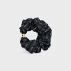 Celine Scrunchy Rayure in Silk and Brass with Gold finish