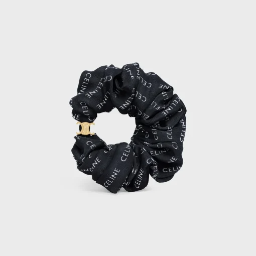 Celine Scrunchy Rayure in Silk and Brass with Gold finish