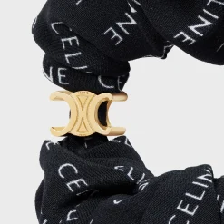 Celine Scrunchy Rayure in Silk and Brass with Gold finish