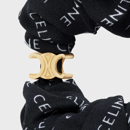 Celine Scrunchy Rayure in Silk and Brass with Gold finish