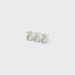Celine Set of 3 Mini Hair Claws in Brass with Rhodium Finish and Steel