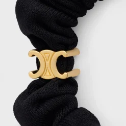 Celine Set of 2 Small Scrunchies in Polyamide, Elastane and Brass with Gold Finish