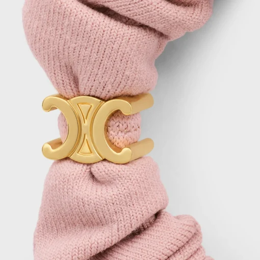 Celine Set of 2 Small Scrunchies in Polyamide, Elastane and Brass with Gold Finish