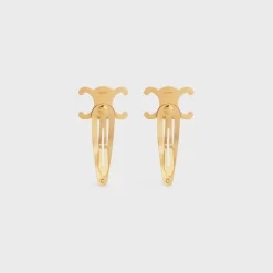 Celine Set of 2 Snap Hair Clips in Brass with Gold Finish and Steel