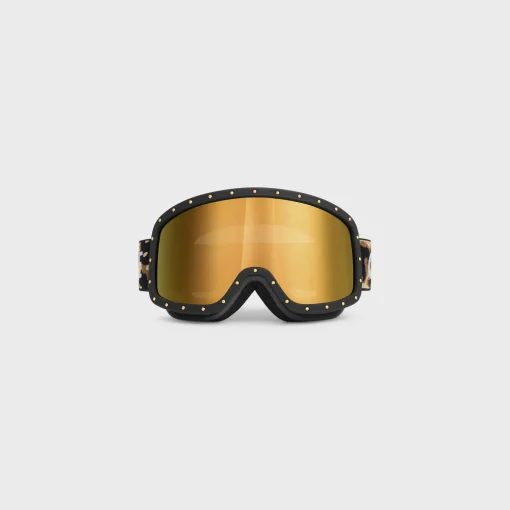 CELINE Ski Mask in Plastic with Metal Studs & Mirror Lenses