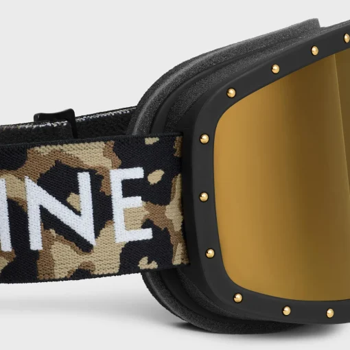 CELINE Ski Mask in Plastic with Metal Studs & Mirror Lenses