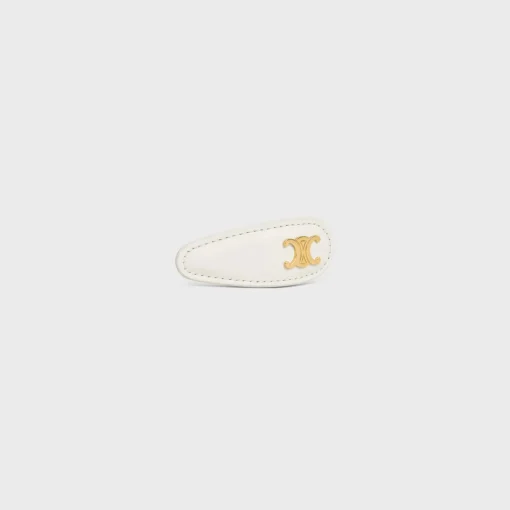 Celine Snap Hair Clip in Calfskin, Brass with Gold Finish and Steel