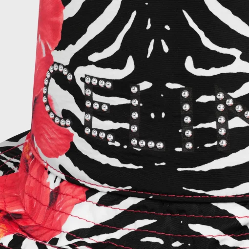 celine STUDS bucket hat in hibiscus zebra nylon