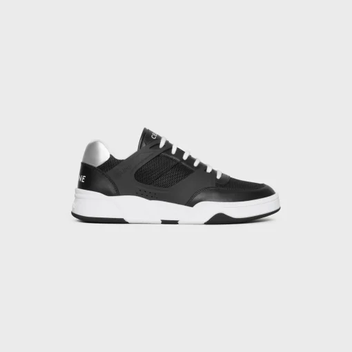 CELINE TRAINER CT-07 LOW LACE-UP SNEAKER in Mesh, Calfskin AND Laminated Calfskin