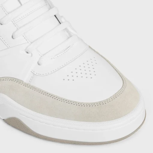 CELINE TRAINER CT-07 LOW LACE-UP SNEAKER in CALFSKIN AND SUEDE CALFSKIN