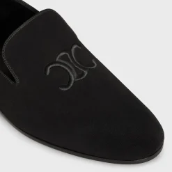 CELINE TRIOMPHE SLIPPERS in SUEDE CALFSKIN