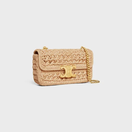 CHAIN SHOULDER BAG CLAUDE in RAFFIA EFFECT TEXTILE