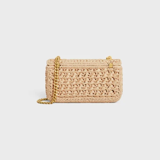 CHAIN SHOULDER BAG CLAUDE in RAFFIA EFFECT TEXTILE