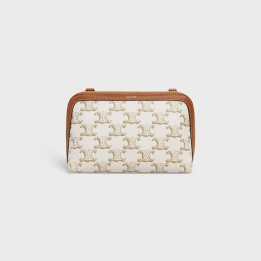 Clutch with Chain in Triomphe canvas and Lambskin