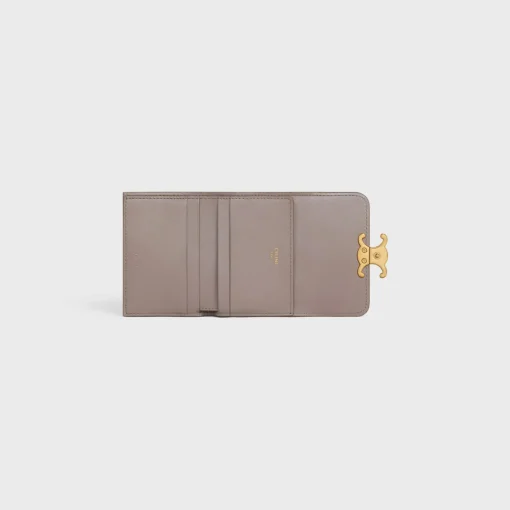 COMPACT WALLET WITH COIN TRIOMPHE in Shiny calfskin