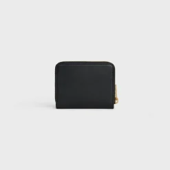 COMPACT ZIPPED WALLET CUIR TRIOMPHE IN SMOOTH CALFSKIN