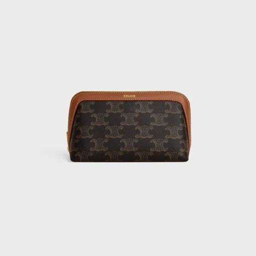 COSMETIC LIPSTICK POUCH IN TRIOMPHE CANVAS AND CALFSKIN