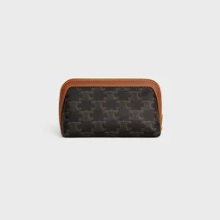 COSMETIC LIPSTICK POUCH IN TRIOMPHE CANVAS AND CALFSKIN