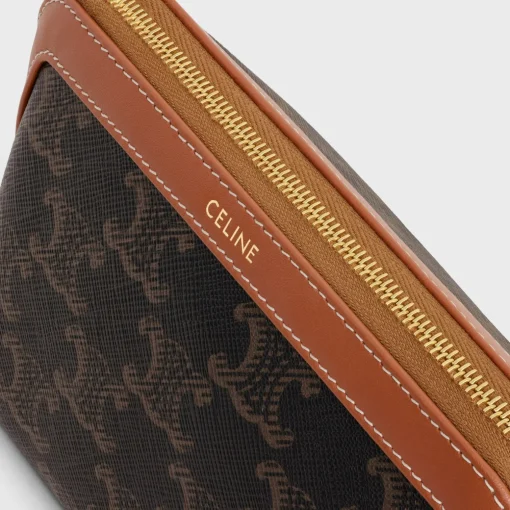 COSMETIC LIPSTICK POUCH IN TRIOMPHE CANVAS AND CALFSKIN