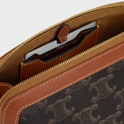 COSMETIC LIPSTICK POUCH IN TRIOMPHE CANVAS AND CALFSKIN