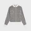 cropped shirt in check silk