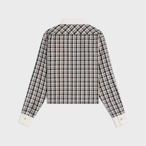 cropped shirt in check silk