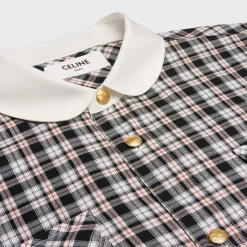 cropped shirt in check silk