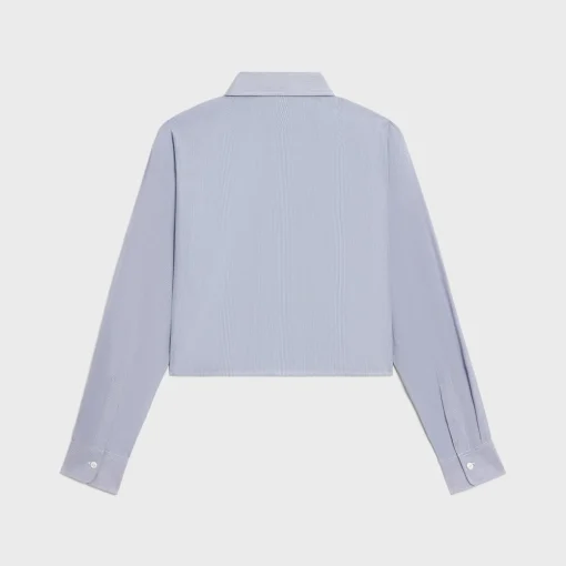 cropped shirt in striped cotton and silk