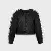 embroidered blouson jacket in soft lambskin