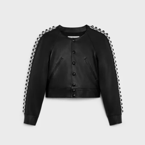 embroidered blouson jacket in soft lambskin