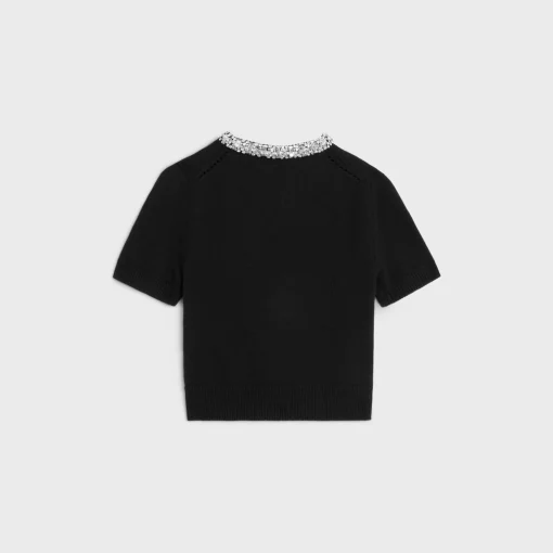 Embroidered cropped cardigan in cashmere