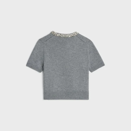 Embroidered cropped cardigan in cashmere