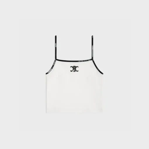 embroidered triomphe tank top in cotton jersey