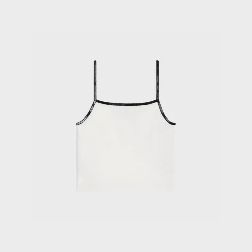 embroidered triomphe tank top in cotton jersey