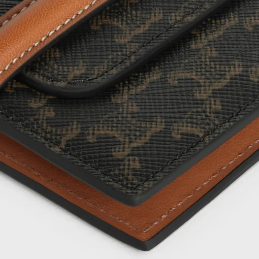 Flap Origami wallet in Triomphe Canvas and Lambskin