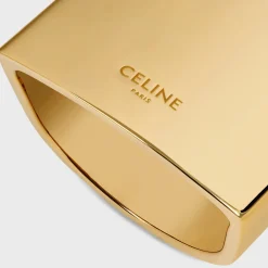 Formes Abstraites Pyramid Ring in Brass with Gold Finish