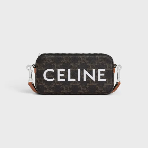 Horizontal pouch in Triomphe canvas with celine print