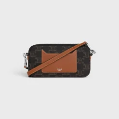 Horizontal pouch in Triomphe canvas with celine print