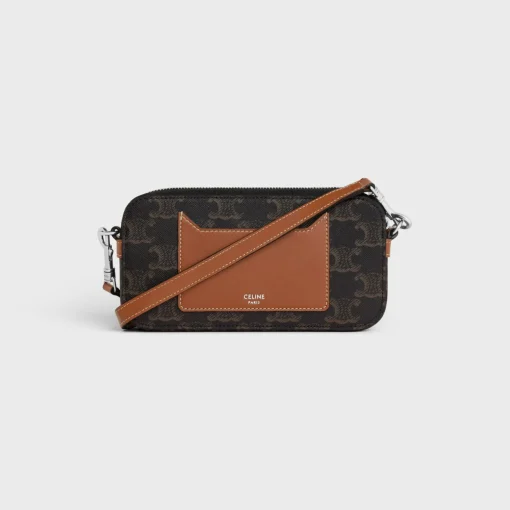 Horizontal pouch in Triomphe canvas with celine print