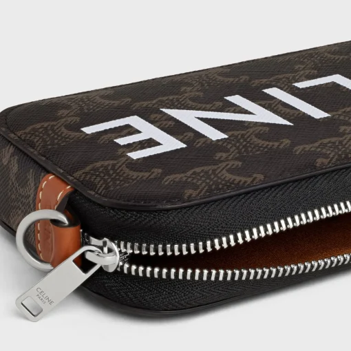 Horizontal pouch in Triomphe canvas with celine print
