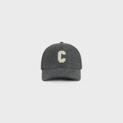 Initial cap in vintage black denim