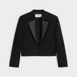 jacket in satin-lined double faced wool crepe