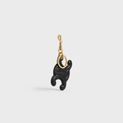 KEYRING TRIOMPHE CHARM in PATENT CALFSKIN with GOLD FINISHING