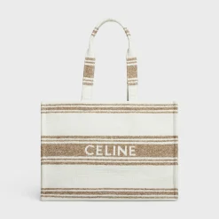 Large Cabas Thais in STRIPED TEXTILE WITH CELINE JACQUARD