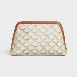 LARGE COSMETIC POUCH IN TRIOMPHE CANVAS AND CALFSKIN