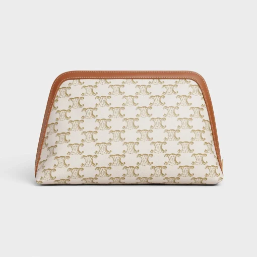 LARGE COSMETIC POUCH IN TRIOMPHE CANVAS AND CALFSKIN