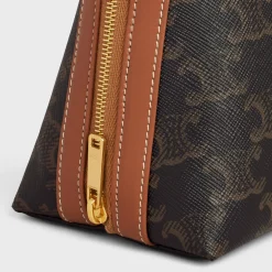 LARGE COSMETIC POUCH IN TRIOMPHE CANVAS AND CALFSKIN