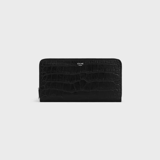 Large zipped wallet in Crocodile Embossed Calfskin